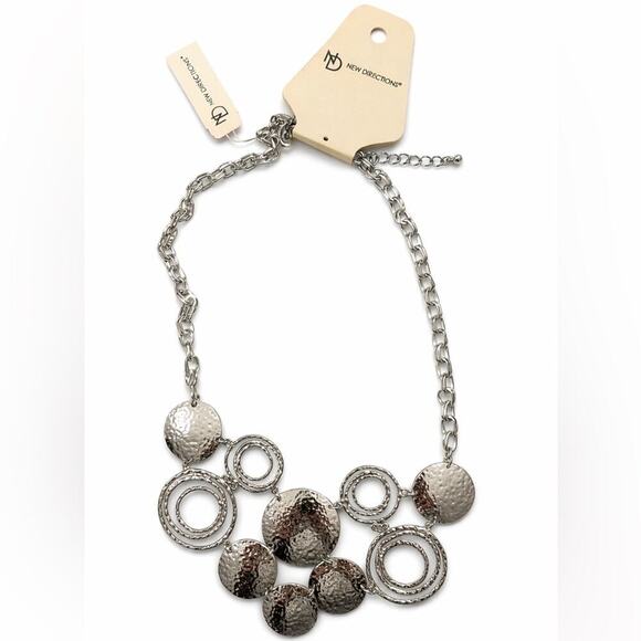 new directions Jewelry - New Directions Hammered Silver Statement Necklace